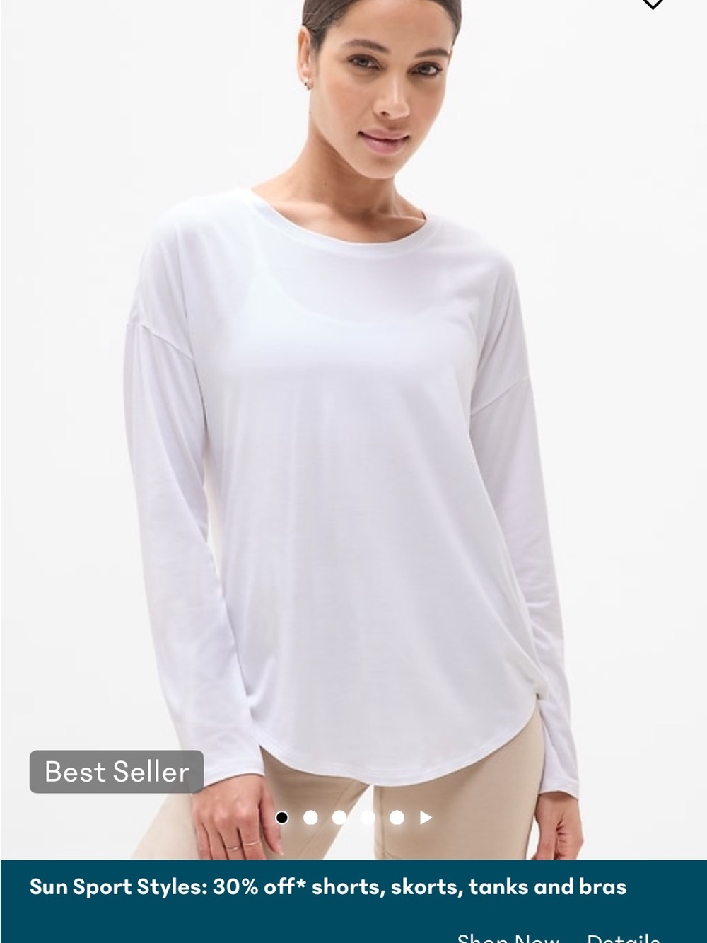 Athleta White Long-Sleeve Move With Ease Tee